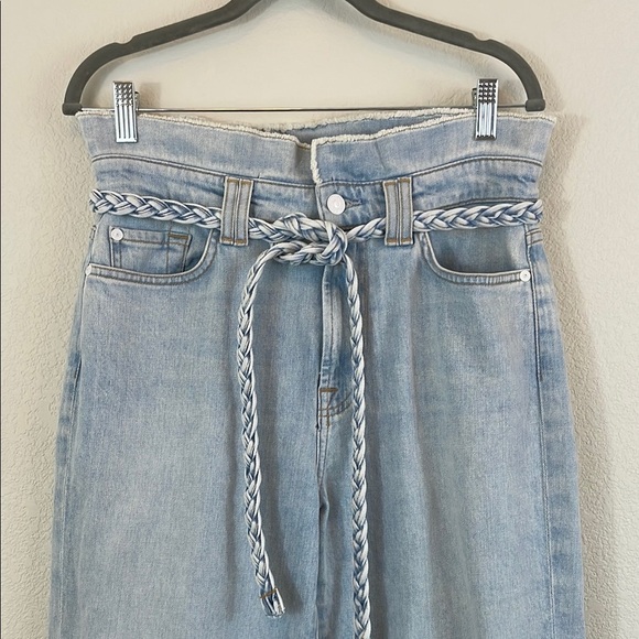 7 for All Mankind Blue Paper Bag Ankle Cropped Jeans with Fabric Tie Size 29 - Picture 2 of 10